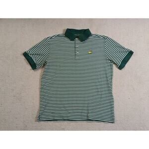 Masters Collection Green Striped Polo Shirt Mens Medium 100% Pima Cotton